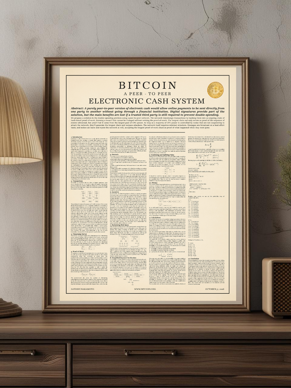 Bitcoin Whitepaper Poster | Enhanced Matte Museum-Quality Print